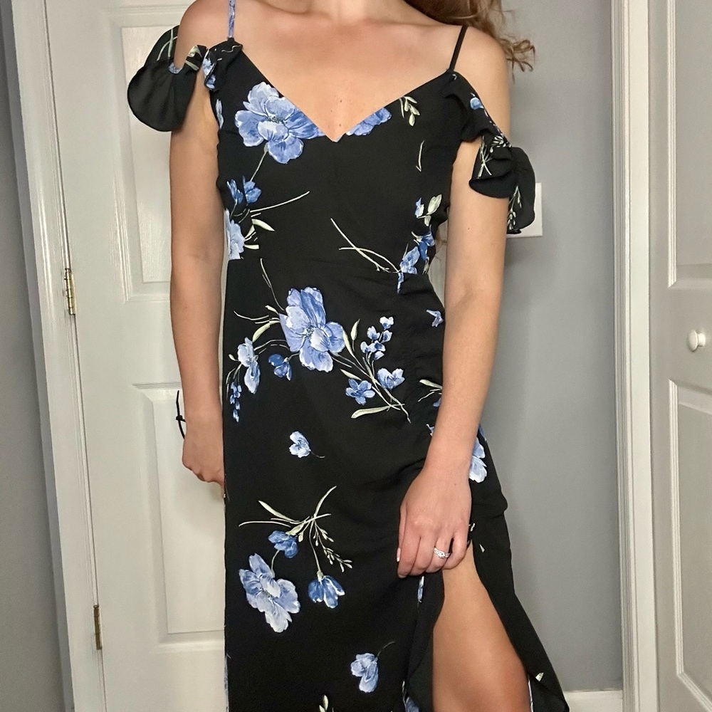 Floral Black and Blue Women's Dress